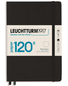 LEUCHTTURM1917 120 gsm Classic Hard Cover Notebook - Medium (A5) - Plain - Black