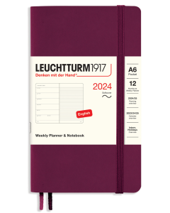 2024 LEUCHTTURM1917 Weekly Planner and Notebook - Soft Cover - Pocket (A6) - Port Red