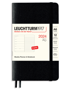 2024 LEUCHTTURM1917 Weekly Planner and Notebook - Soft Cover - Pocket (A6) - Black