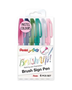 PENTEL Brush Sign Pen - Wallet x 6