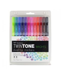 TOMBOW TwinTone Markers - Bright Palette - Pack 12