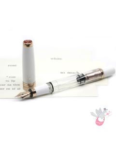 TWSBI Diamond 580 Rose Gold II Fountain Pen - Clear / White with rose gold trim - Medium Nib