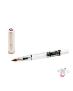 TWSBI Eco Fountain Pen - White with Rose Gold - 1.1mm Italic Nib 