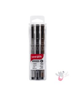 UNI PIN Fine Line Pen - Set 3 - Colours - 0.1mm
