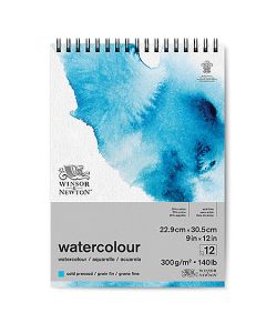 WINSOR & NEWTON Watercolour Spiral Pad - 300gsm - 25% Cotton - Cold Press - 22.9 x 30.5cm (9 x 12") - 12 Sheets
