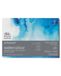 WINSOR & NEWTON Professional Watercolour Block - 300gsm - 100% Cotton - Cold Press - B5 (17.8 x 25.4cm / 7 x 10") - 20 Sheets