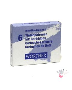 WORTHER Ink Cartridges for Fountain Pens - Blue