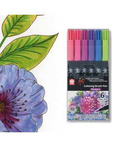 SAKURA Koi Brush Marker Set - Flowers - Pack 6