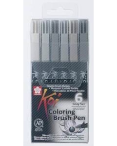 SAKURA Koi Brush Marker Set - Grey - Pack 6