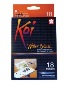 SAKURA Koi Water Colour Pocket Field Sketch Box / Kit - 18 Colours