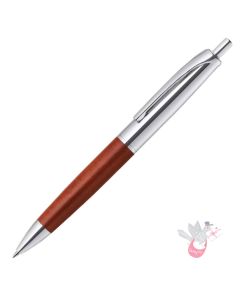 ZEBRA Filare Wood Push Button Ballpoint Pen - 0.7mm - Chrome/Brown